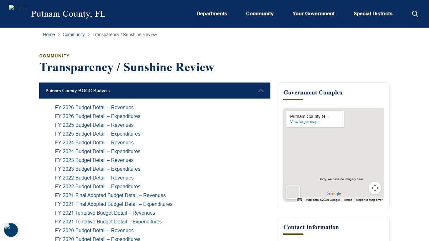 Transparency / Sunshine Review - Putnam County, FL